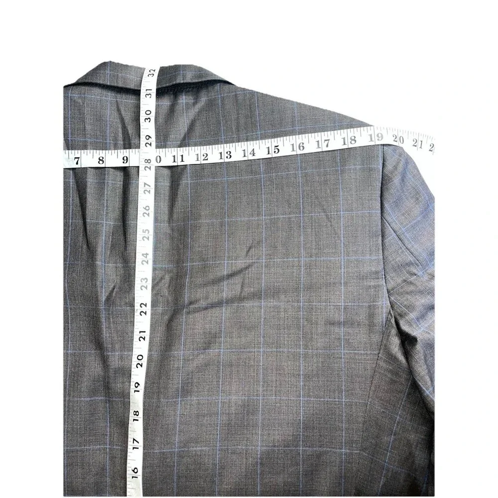 NWOT Combatant Gentleman Mens 44L Blazer Windowpane Check Slim Wool Sport Coat